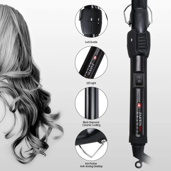 Parwin Pro 5 in 1 Professional Curling Iron and Wand Set -Interchangeable Cool