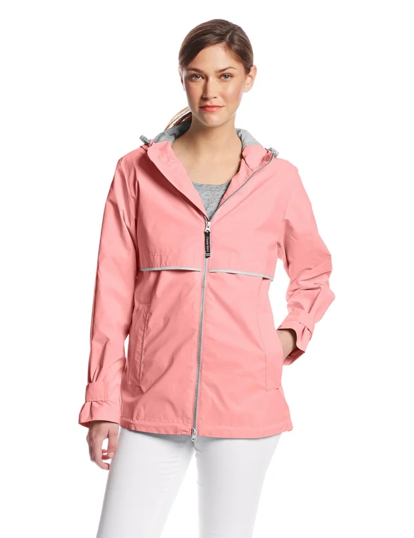 Charles River Apparel Women's New Englander Rain Jacket-coral-large