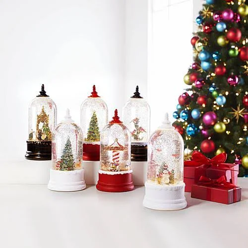 Winter Lane Snow Globe with Rotating Figure - Christmas Tree & Santa