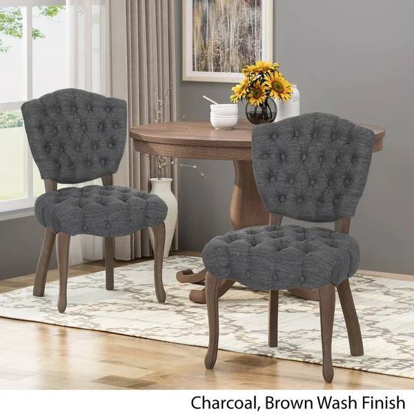 Case Tufted Dining Chair with Cabriole Legs (Set of 2) Beige