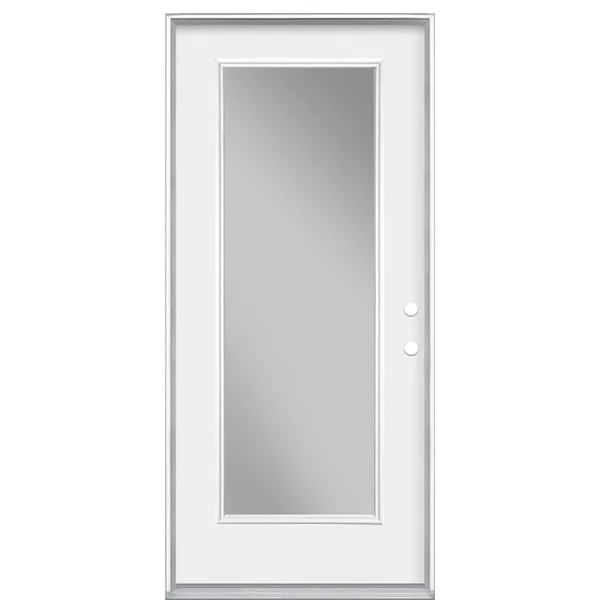 Masonite 36 in. x 80 in. Premium Full Lite Left Hand Inswing Primed Steel Prehung Front Exterior Door No Brickmold - Primed White