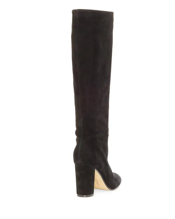 Vince Camuto Womens Sessily Slouchy Chunky Heel Suede Boot Black (7.5, Black)