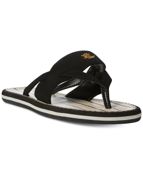 Lauren Ralph Lauren Rosalind Croco Embossed Leather Sandals - 11M