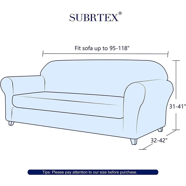 Subrtex Stretch 2-Piece Textured Grid XL Sofa Slipcover - Navy