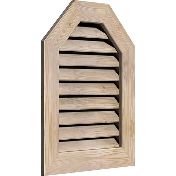 Ekena Millwork GVWOT20X3201SFUPI 20x22W x 32x22H Octagonal Top Gable Vent (25x22W x 37x22H Frame Size): Unfinished, Functional