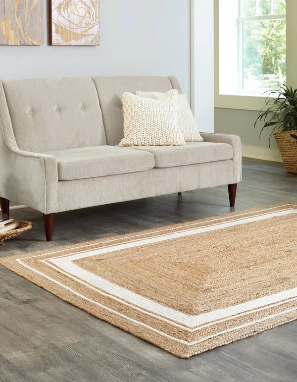Unique Loom Gujarat Braided Jute Area Rug (5& x 8& - Natural/Ivory)