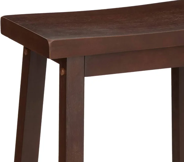 Basics Classic Solid Wood Saddle-Seat Kitchen Counter Stool with Foot Plate 29 inch - Walnut, Set of 2, 31.6 x 15.0 x 11.3 inches
