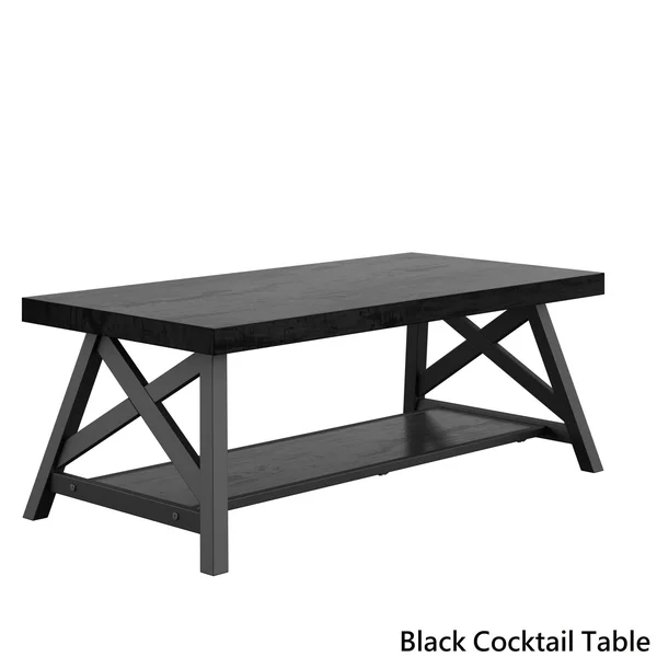 Bryson Rustic X-Base Accent Tables by Inspire Q Classic Brown Cocktail Table, End Table, and Sofa Table Wood Finish 782359615240