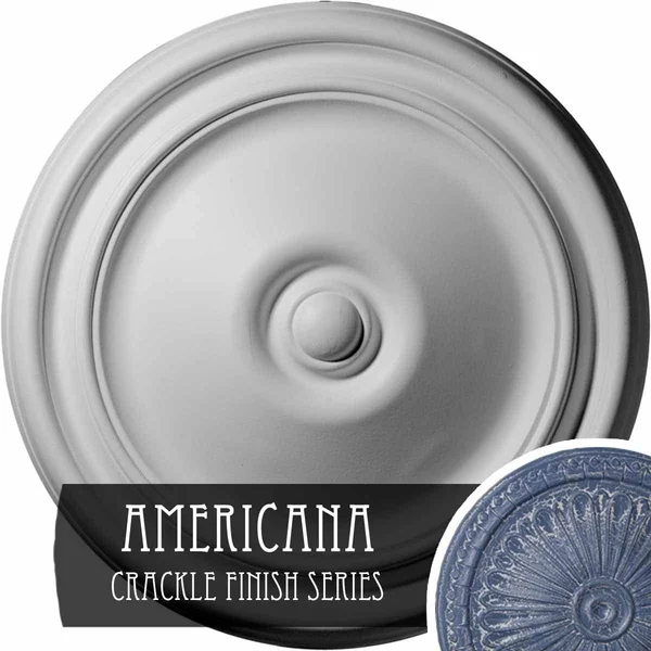 12x22OD x 1 3/4x22P Reece Ceiling Medallion (Fits Canopies Up to 2 3/8x22), Hand-Painted Americana Crackle