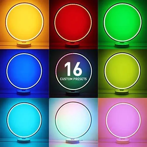 SUNY 7 Colors Dimmable Bedroom Nightstand Lamps - 6 Lighting Effect Modes LED Bedside Lamp Warm Light Modern Circle Table Lamp