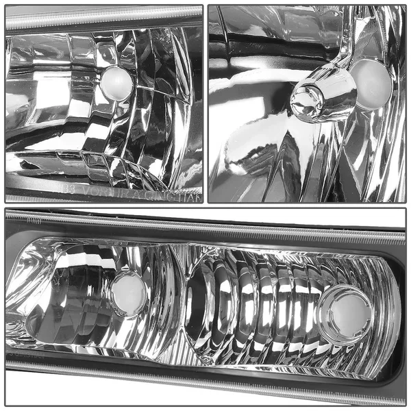 DNA Motoring for 03-06 Chevy Silverado/Avalanche 4pcs Headlight+Bumper Lamp Black Housing Amber Corner 1 Gen 04 05 Left+Right