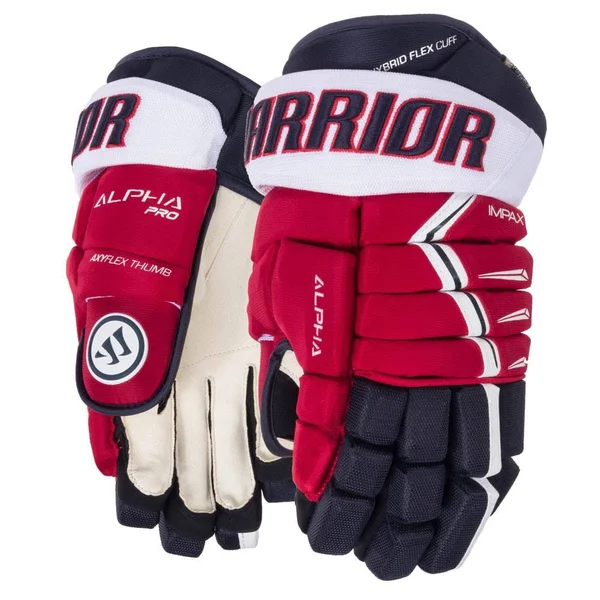 Warrior Alpha Pro Hockey Gloves - Senior - Black/Sport Gold - 14.0x22