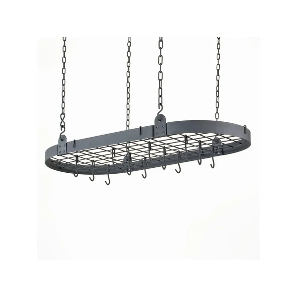 Old Dutch Oval Pot Rack with Grid & 12 Hooks - Graphite