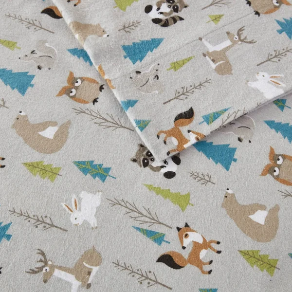 True North by Sleep Philosophy Cozy Flannel Sheet Set - Multi Forest Animals - King