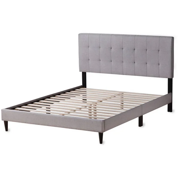Copper Grove Ayrum Upholstered Bed Frame with Square Tufted Headboard Navy California King