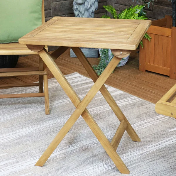 Sunnydaze Square Teak Outdoor Casual Patio Dining Table - 24-Inch