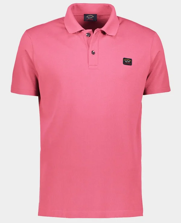 Paul & Shark Organic Cotton Piqué Polo with Iconic Badge - Pink