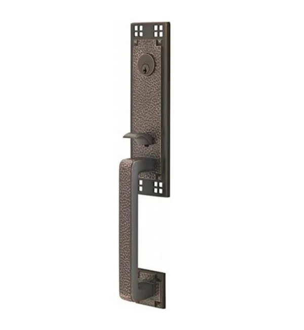 Emtek 4811ACUS15LH Arts & Crafts Handleset with Single Cylinder Deadbolt and Door Knob/Lever and Rosette Interior Knob/Lever