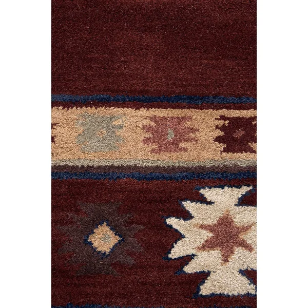 Ryder 2&6x22 x 10& Southwest/Tribal Burgundy/Tan/Sage/Navy Hand-Tufted Rug