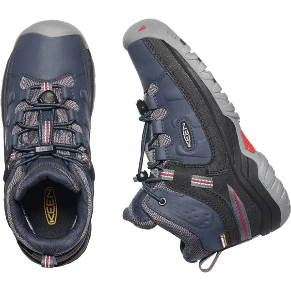 Keen Youth Targhee Mid Waterproof Shoe - 4 - Blue Nights - Red Carpet
