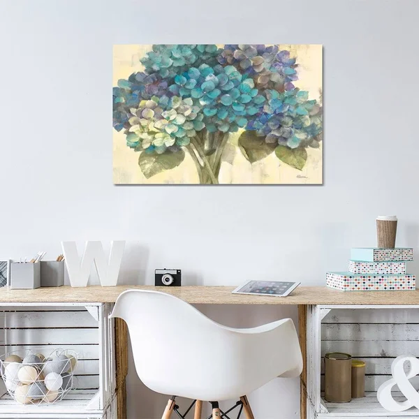 iCanvas Turquoise Hydrangea Art by Albena Hristova Canvas Art Wall Decor