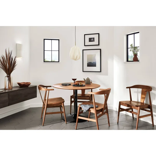 Room & Board - Modern Aria 27 Diameter Round Table, Maple Top w/ Stainless Steel Frame Base