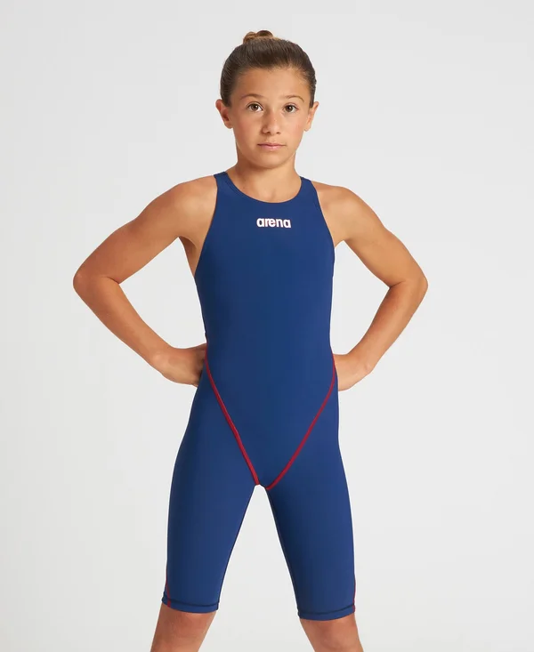 Arena Swimwear - Girls& Powerskin St 2.0 Youth Open Back – Fina Approved Race Suits in Navy Red White