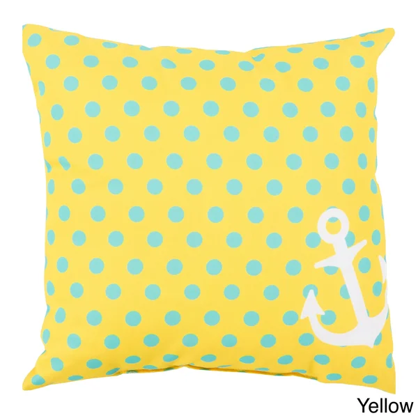 Overstock Polka Sea Anchor Indoor/Outdoor Decorative Throw Pillow - Color: Yellow/Size: 20 x 20