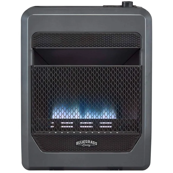 Bluegrass Living Natural GAS Vent Free Blue Flame GAS Space Heater with Blower and Base Feet - 20 - 000 BTU - Model#B20TNB-BB