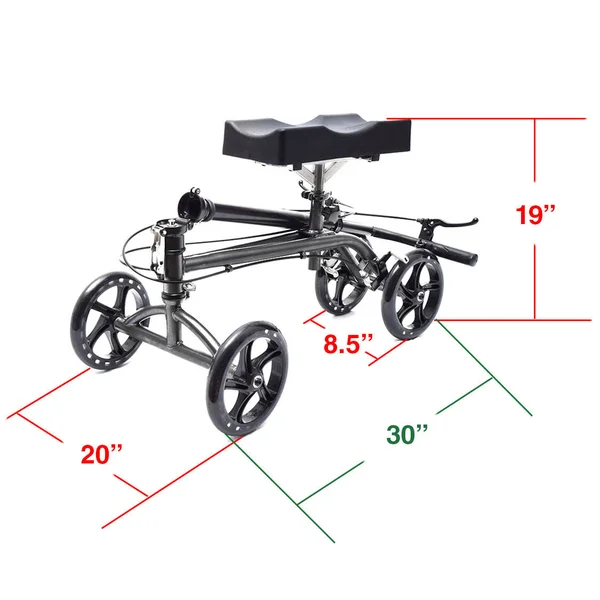 Clevr Foldable Medical Steerable Knee Walker Scooter Crutch Alternative Silver