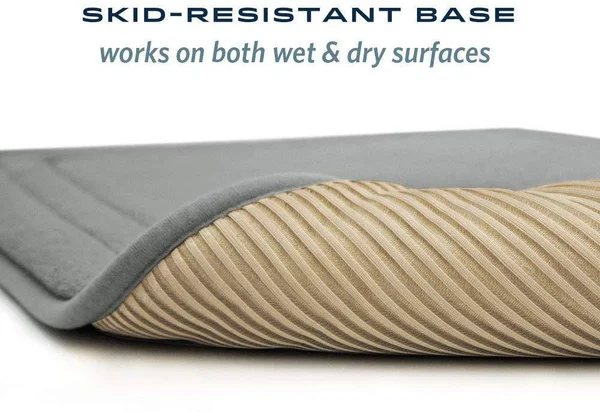 Microdry Quick Drying Memory Foam Framed Bath Mat with GripTex Skid-Resistant Base, 21x34, Charcoal