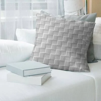 Classic Basketweave Stripes Throw Pillow Cover Brayden Studio Color: Warm Orange/Yellow, Cover Material: Cotton Twill