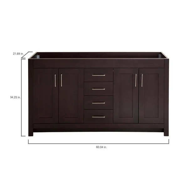 Home Decorators Collection Westcourt 60 in. W x 21 in. D x 34 in. H Bath Vanity Cabinet Only in Chocolate