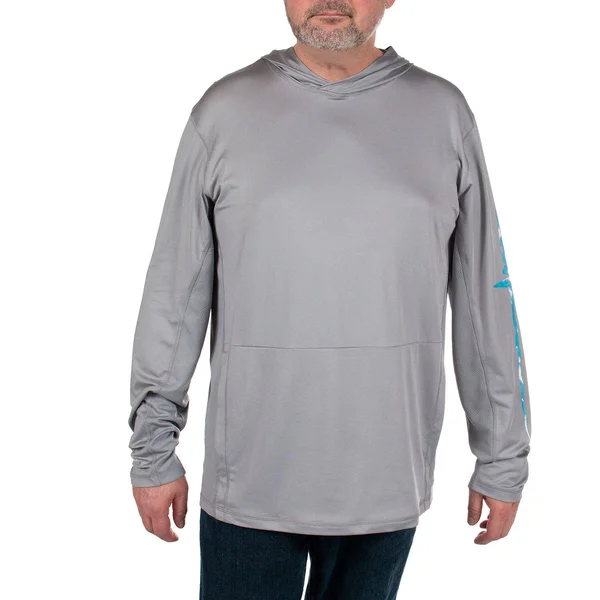 Habit Men's Hooded Performance Layer Long Sleeve Shirt -Sharkskin-XL, Male, Adult