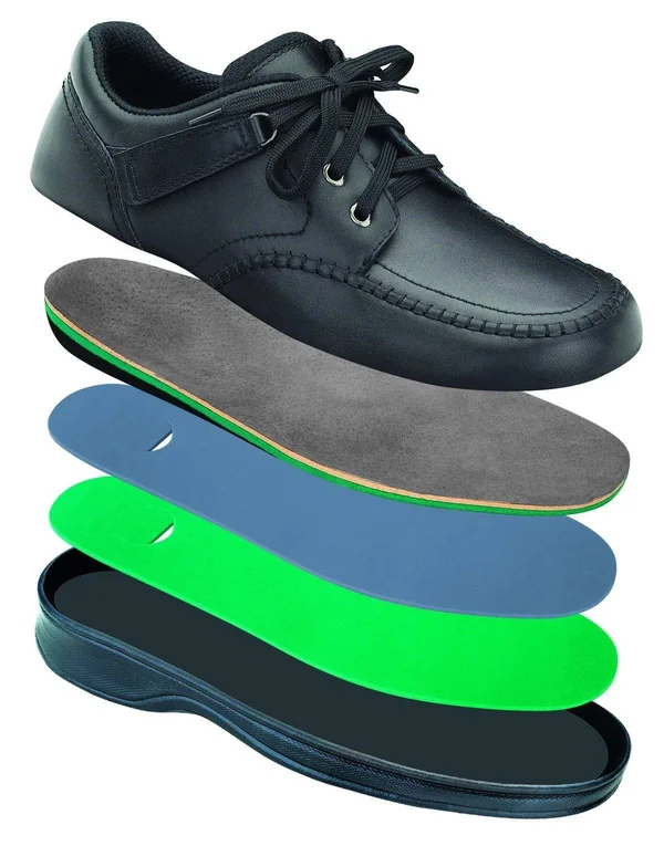 Men's Orthofeet Jackson Square Black Leather 13 M
