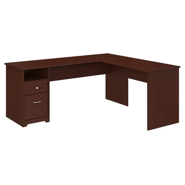 Bush Furniture Cabot 72w L Shaped Computer Desk with Drawers in Harvest Cherry