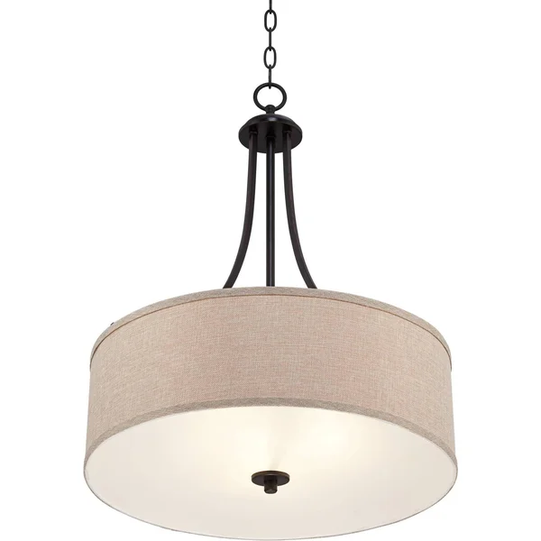 La Pointe 19 1/2x22 Wide Oatmeal Linen Shade Pendant Light