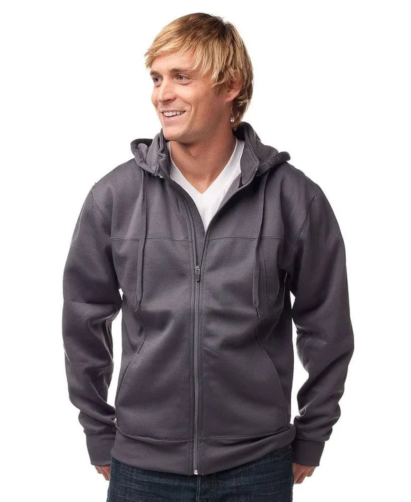 Independent Trading Co. EXP80PTZ Poly-Tech Full-Zip Hooded Sweatshirt - Gunmetal Heather - L