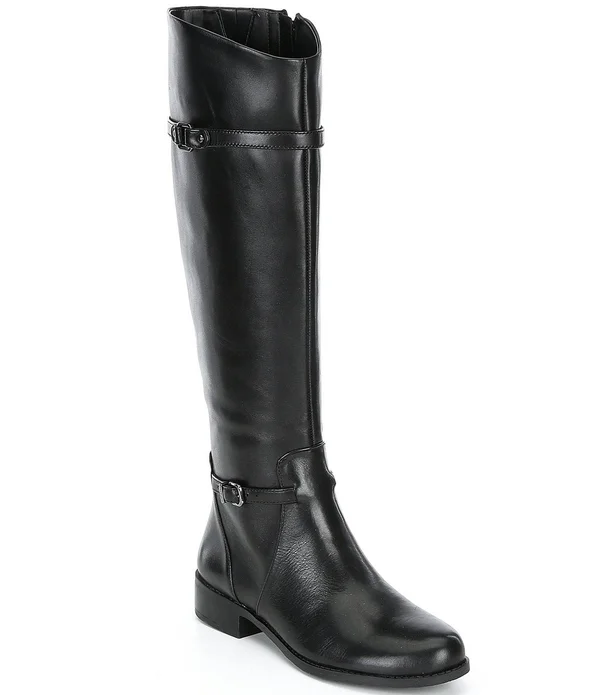 Gianni Bini Mirrie Tall Leather Riding Boots - Womens, 7.5M, Black - Dillard&s Exclusive