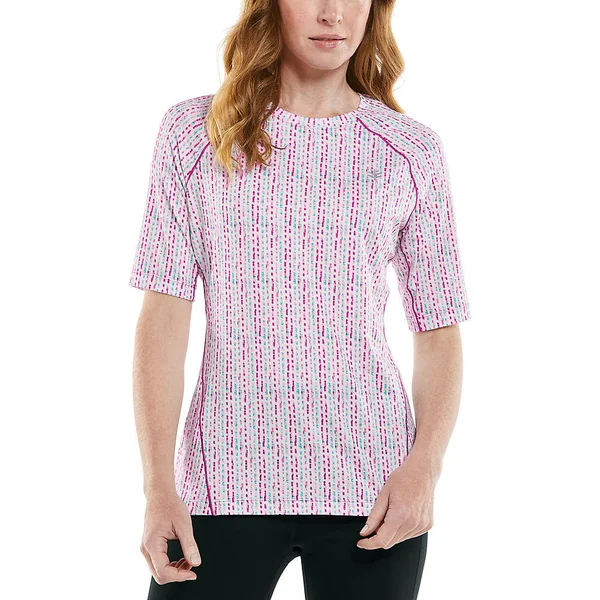 Plus Size Women's Devi Short Sleeve Fitness T-Shirt - Shirts For Women, Multicolor Pixie Stripe