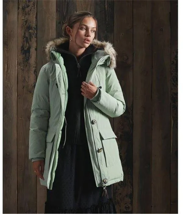 Superdry Women's Rookie Down Parka Coat - Silver