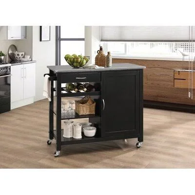 Elenis Ottawa Kitchen Island with Stainless Steel Top Red Barrel Studio