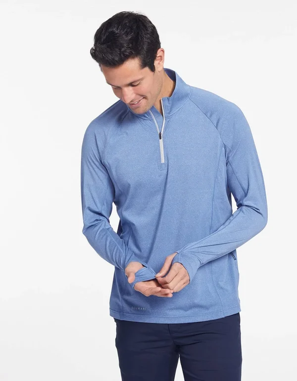 UPF 50+ Sun Protective Long Sleeve Quarter Zip Top for Men - Solbari Dark Grey