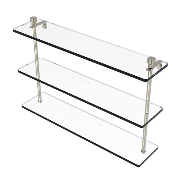 Allied Brass Foxtrot Collection 16 inch Triple Tiered Glass Shelf Antique Pewter