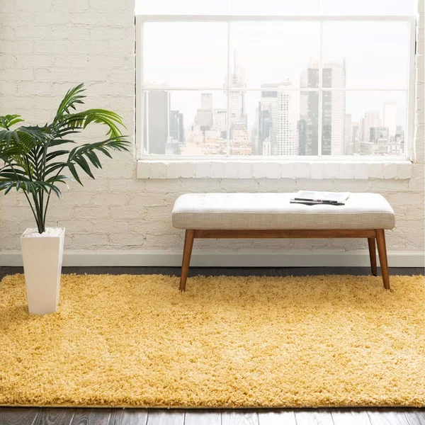 Unique Loom Everyday Solid Shag Area Rug (Yellow - 8& 0 x 11& 0)