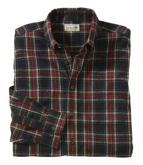 Scotch Plaid Flannel Shirt, Traditional Fit Black Medium, L.L.Bean