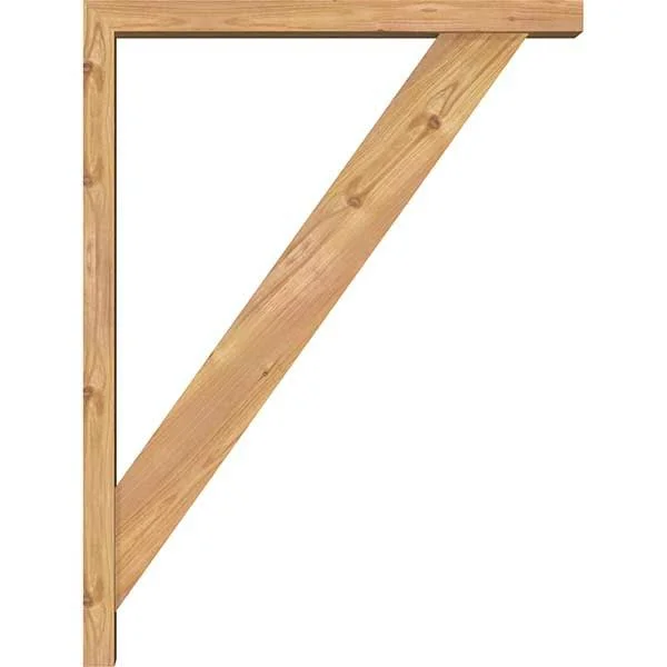 Ekena Millwork BKT0402X24X32TRA05SWR 3 1/2x22W x 24x22D x 32x22H Traditional Block Smooth Bracket w/ Offset Brace, Western Red C