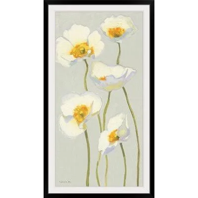 &White on White Poppies Panel II& by Shirley Novak Painting Print Great Big Canvas Size: 32x22 H x 20x22 W x 1x22 D, Format: Bla