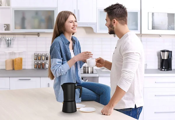 bonVIVO Intenca Stovetop Espresso Maker - Luxurious Italian Coffee Machine Maker, Stainless Steel Espresso Maker Full Bodied Cof