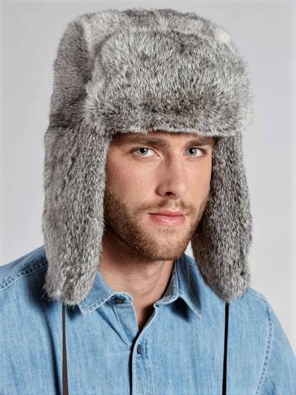 Rabbit Trapper Hat 2XL - Grey